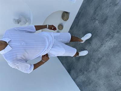 Yarım Fermuar Bürümcük Şortlu Takım beyaz