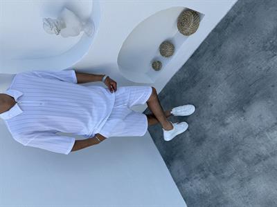 Yarım Fermuar Bürümcük Şortlu Takım beyaz