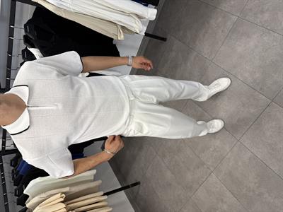 Yarım Fermuar Polo Yaka Triko Beyaz