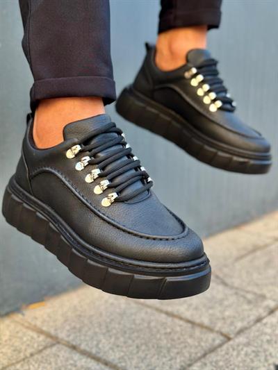 Yüksek Taban Deri Ayakkabı Siyah