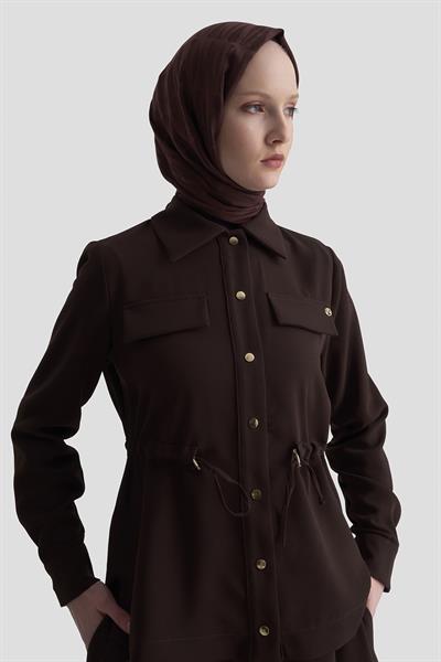 Armine Trend 25KT665 Bel Büzgü Detay Etekli Takım - Kahverengi