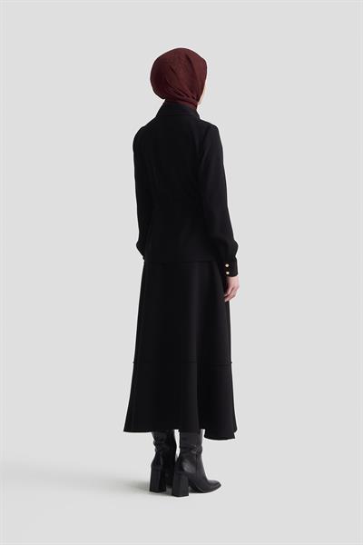 Armine Trend 25KT665 Bel Büzgü Detay Etekli Takım - Siyah