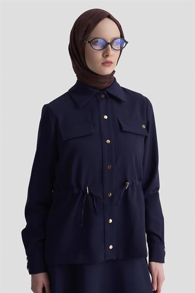 Armine Trend 25KT665 Bel Büzgü Detay Etekli Takım - Lacivert