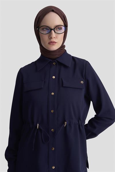 Armine Trend 25KT665 Bel Büzgü Detay Etekli Takım - Lacivert