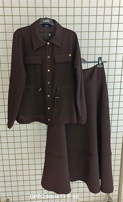 Armine Trend 25KT665 Bel Büzgü Detay Etekli Takım - Kahverengi