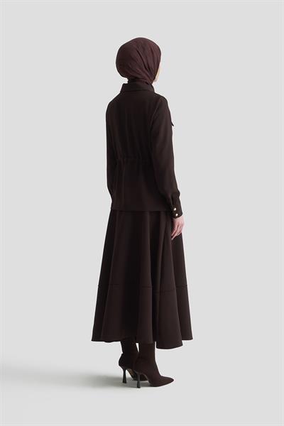 Armine Trend 25KT665 Bel Büzgü Detay Etekli Takım - Kahverengi