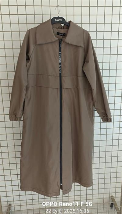 Armine Trend 25KT724 Gömlek Yaka Uzun Kap - Bej