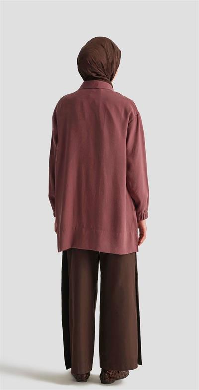 Armine Trend 25YT466 Yaka Palmiye Boncuklu Tunik - Gül