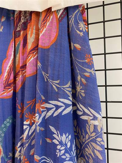 Armine Trend 25YT6133 Eteği Desenli Gömlekli Etekli Takım - İndigo