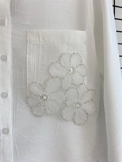 Armine Trend 25YT6133 Eteği Desenli Gömlekli Etekli Takım - MAVİ