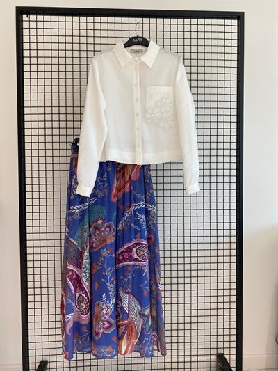 Armine Trend 25YT6133 Eteği Desenli Gömlekli Etekli Takım - İndigo