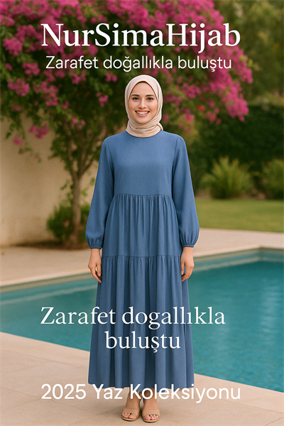 Armine Trend 25YT953 İnce Kot Görünümlü Elbise - İndigo