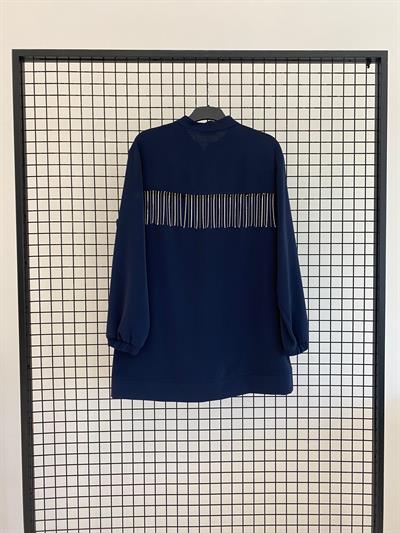 ARMİNE TREND ARKASI PÜSKÜLLÜ TAŞ DETAYLI CEKET 25YT552 - LACİVERT