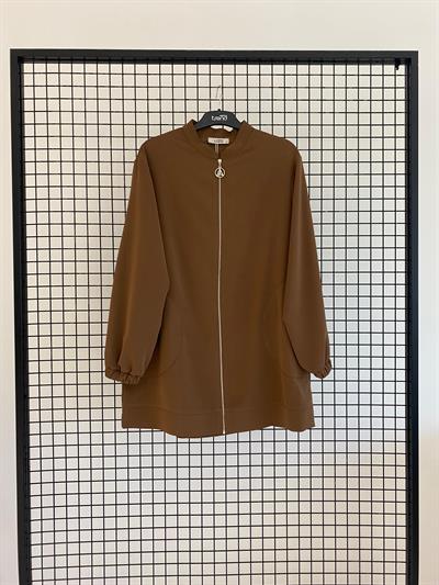 ARMİNE TREND ARKASI PÜSKÜLLÜ TAŞ DETAYLI CEKET 25YT552 - KAHVERENGİ