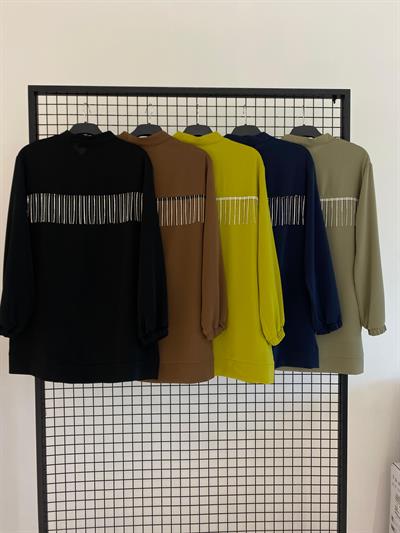 ARMİNE TREND ARKASI PÜSKÜLLÜ TAŞ DETAYLI CEKET 25YT552 - SİYAH