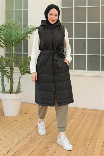 ARMİNE TREND Beli Kemerli Yelek Siyah 23KT508