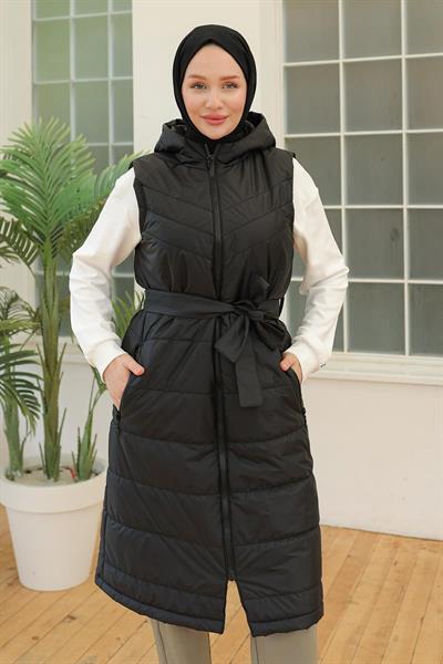 ARMİNE TREND Beli Kemerli Yelek Siyah 23KT508