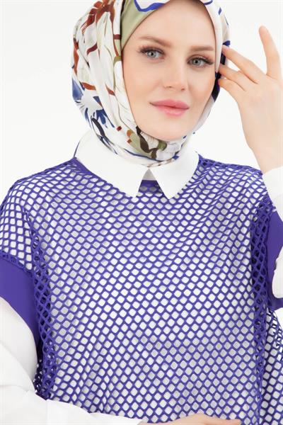 ARMİNE TREND Beli Lastikli Pantolonlu Basic Gömlekli Fileli Üçlü Takım Leylak 24YT633