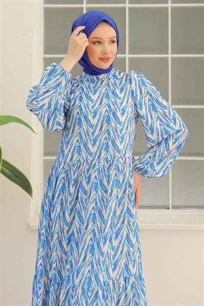 ARMİNE TREND Bol Kesim Uzun Elbise Mavi 24YT914