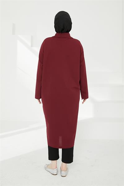 ARMİNE TREND Boydan Fermuarlı Giy Çık Bordo 24KT412 