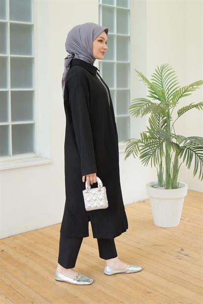 ARMİNE TREND Boydan Fermuarlı Giy Çık Siyah 24KT412