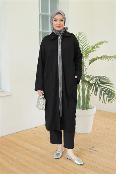 ARMİNE TREND Boydan Fermuarlı Giy Çık Siyah 24KT412