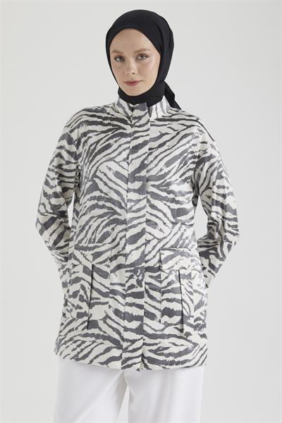 ARMİNE TREND CEKET LEOPAR DESENLİ 25YT533 - SİYAH
