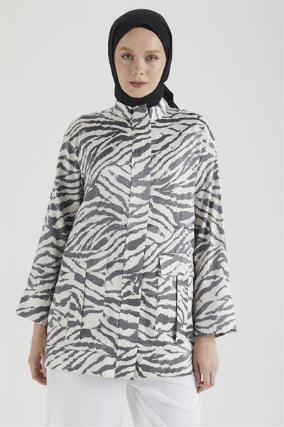 ARMİNE TREND CEKET LEOPAR DESENLİ 25YT533 - SİYAH