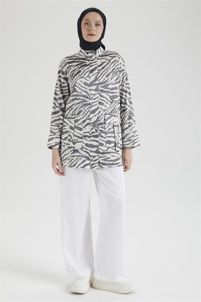 ARMİNE TREND CEKET LEOPAR DESENLİ 25YT533 - SİYAH