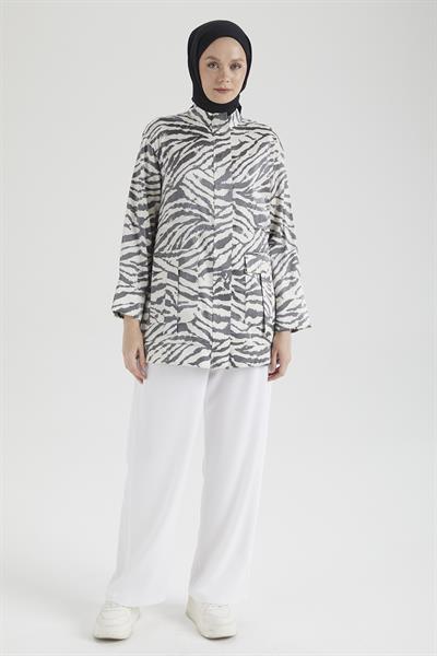 ARMİNE TREND CEKET LEOPAR DESENLİ 25YT533 - SİYAH