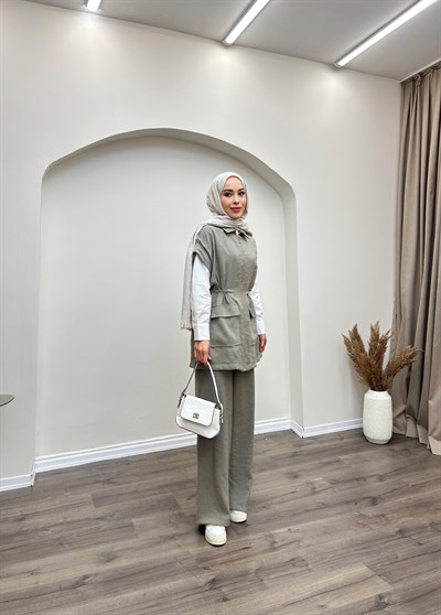 ARMİNE TREND CEPLİ PANTOLONLU TAKIM 25YT685 küf yeşili