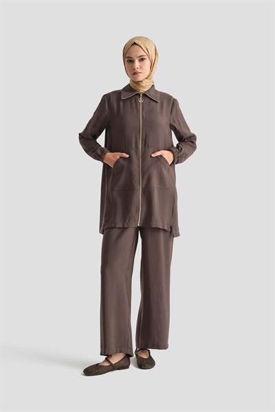 ARMİNE TREND CEPLİ PANTOLONLU TAKIM 25YT6135 KAHVERENGİ