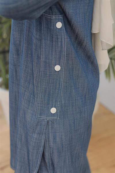 ARMİNE TREND Düğmeli Yandan Yırtmaçlı Tunik İndigo 24YT474