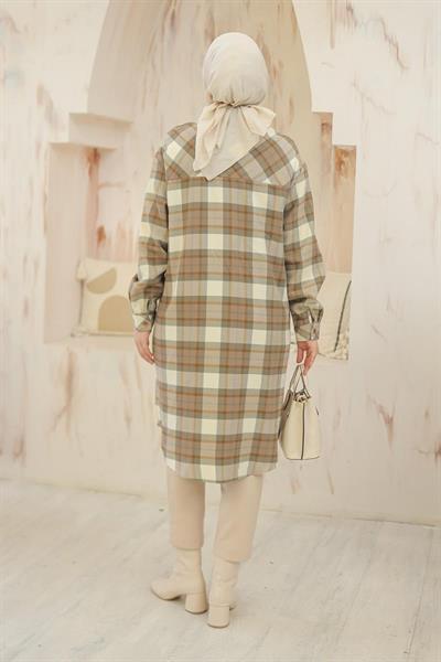 ARMİNE TREND Gömlek Yaka Cepli Tunik Taba 24KT404