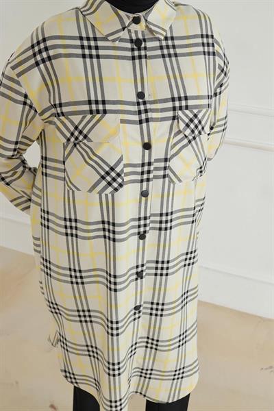 ARMİNE TREND Gömlek Yaka Çıtçıtlı Tunik-Ekose 24KT415