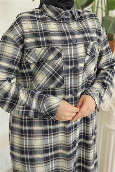 ARMİNE TREND Gömlek Yaka Çıtçıtlı Tunik-LACİVERT 24KT415