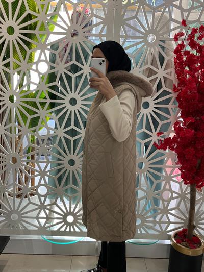 Armine Trend Kapitoneli İçi Astarlı Yelek  25kt505 - Bej