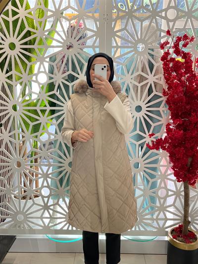 Armine Trend Kapitoneli İçi Astarlı Yelek  25kt505 - Bej