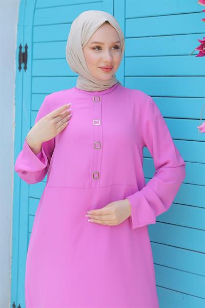 ARMİNE TREND Kare Çıtçıtlı Tunik Pembe 24YT451
