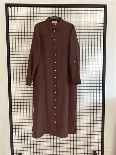 Armine TREND Kol Katlama Detay Düğmeli Tunik Kahverengi 25YT4142