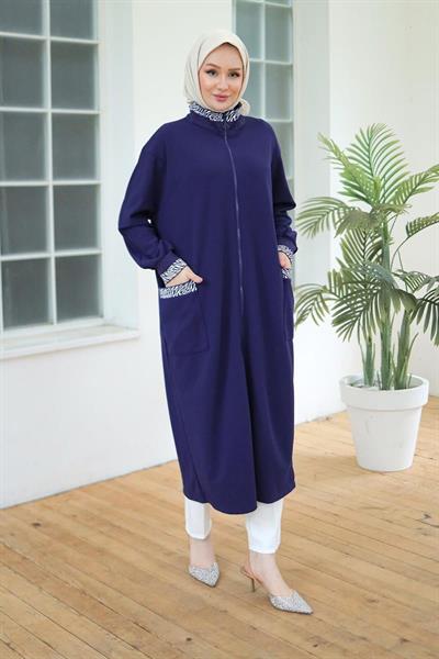 ARMİNE TREND Kolları Ribanalı Boydan Fermuarlı Giy Çık Morcivert 24KT528