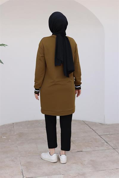 ARMİNE TREND Kolları Ribanalı Tunik-Yeşil 24KT478