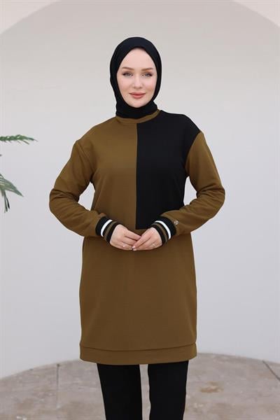 ARMİNE TREND Kolları Ribanalı Tunik-Yeşil 24KT478