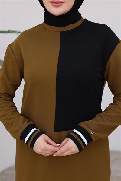 ARMİNE TREND Kolları Ribanalı Tunik-Yeşil 24KT478