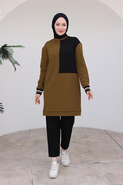 ARMİNE TREND Kolları Ribanalı Tunik-Yeşil 24KT478