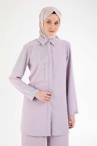ARMİNE TREND OMUZLARI TAŞLI TAKIM 25YT602 LİLA