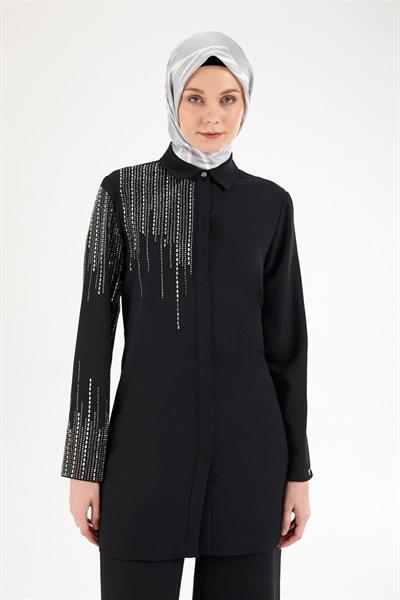 ARMİNE TREND OMUZLARI TAŞLI TAKIM 25YT602 siyah