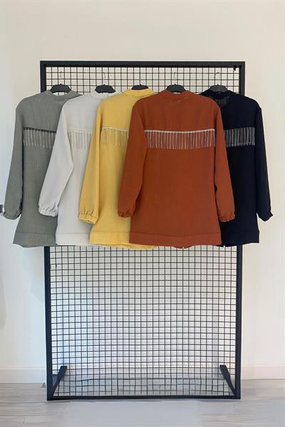 ARMİNE TREND ÖNDEN FERMUARLI ARKASI TAŞ DETAYLI GİYÇIK 25YT552 