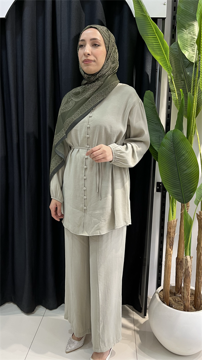 Armine Trend Pantolonlu Önü Düğmeli Takım 26YT678 - Küf Yeşili