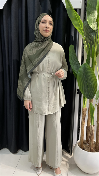 Armine Trend Pantolonlu Önü Düğmeli Takım 26YT678 - Küf Yeşili